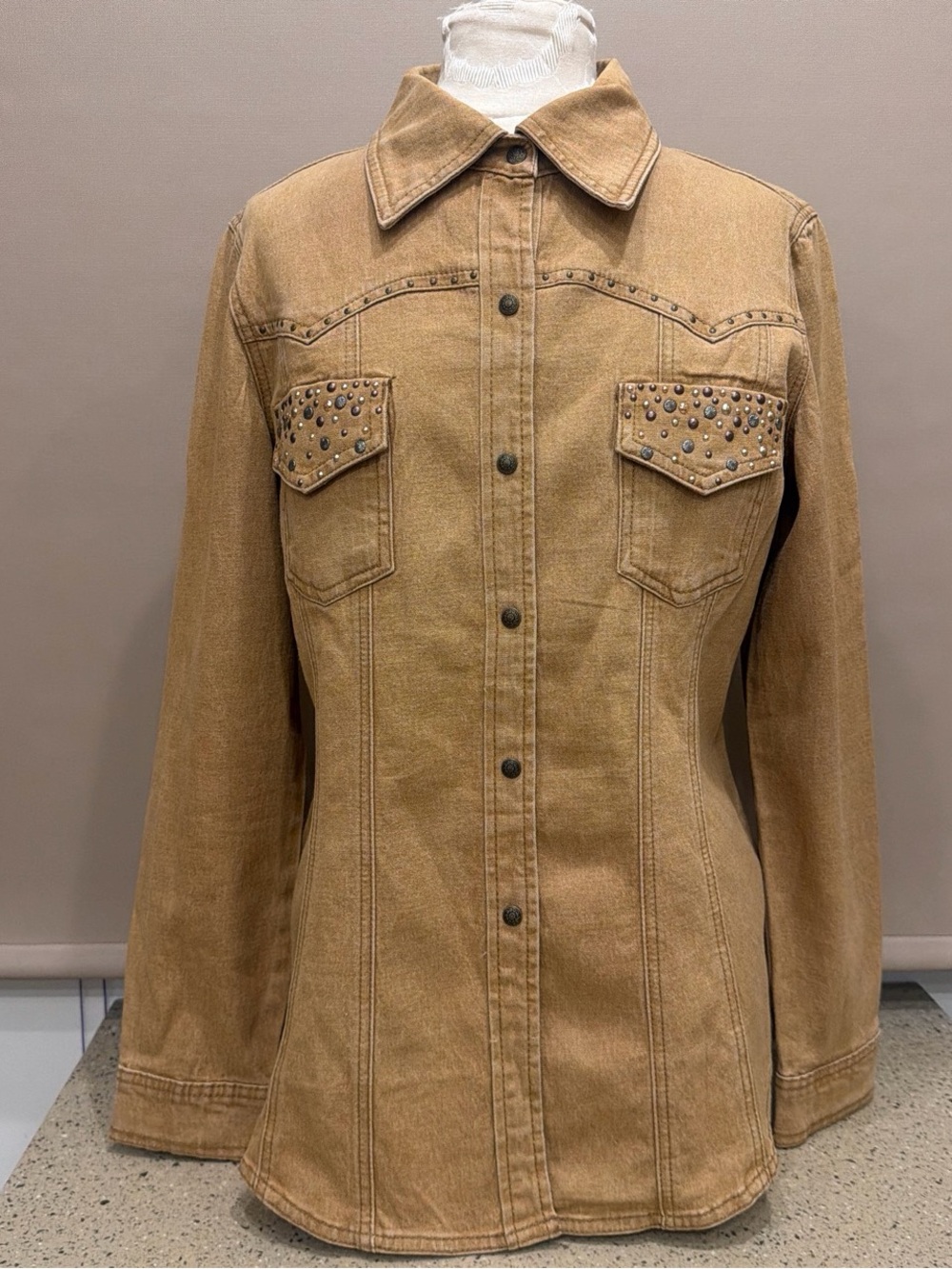 DG2 by Diane Gilman Women's Tan Jean Jacket